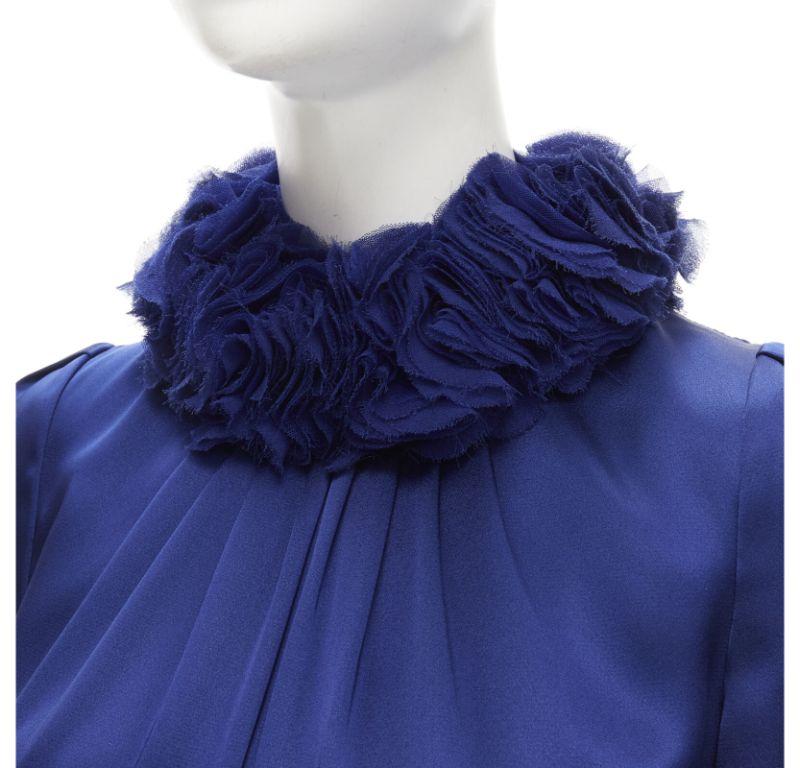new ANDREW GN royal blue purple crushed velvet hem ruffle collar dress FR34 XS
Reference: AAWC/A00046
Brand: Andrew Gn
Material: Acetate, Blend
Color: Blue, Purple
Pattern: Solid
Closure: Zip
Extra Details: Ruffle petal collar. Pleated front.