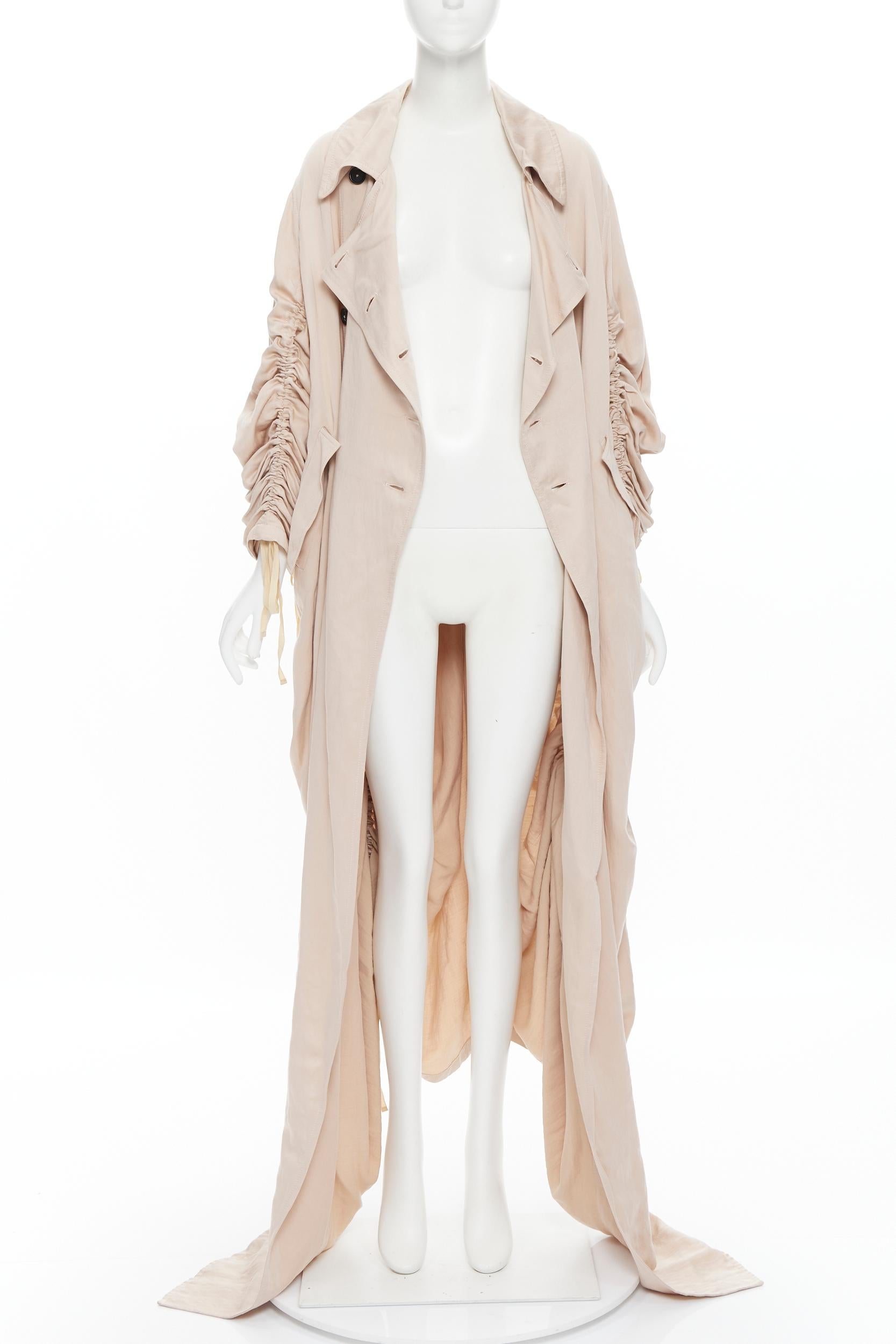 nuevo ANN DEMEULEMEESTER 2019 Pasarela Valery rosa acanalado paracaídas trench M Beige