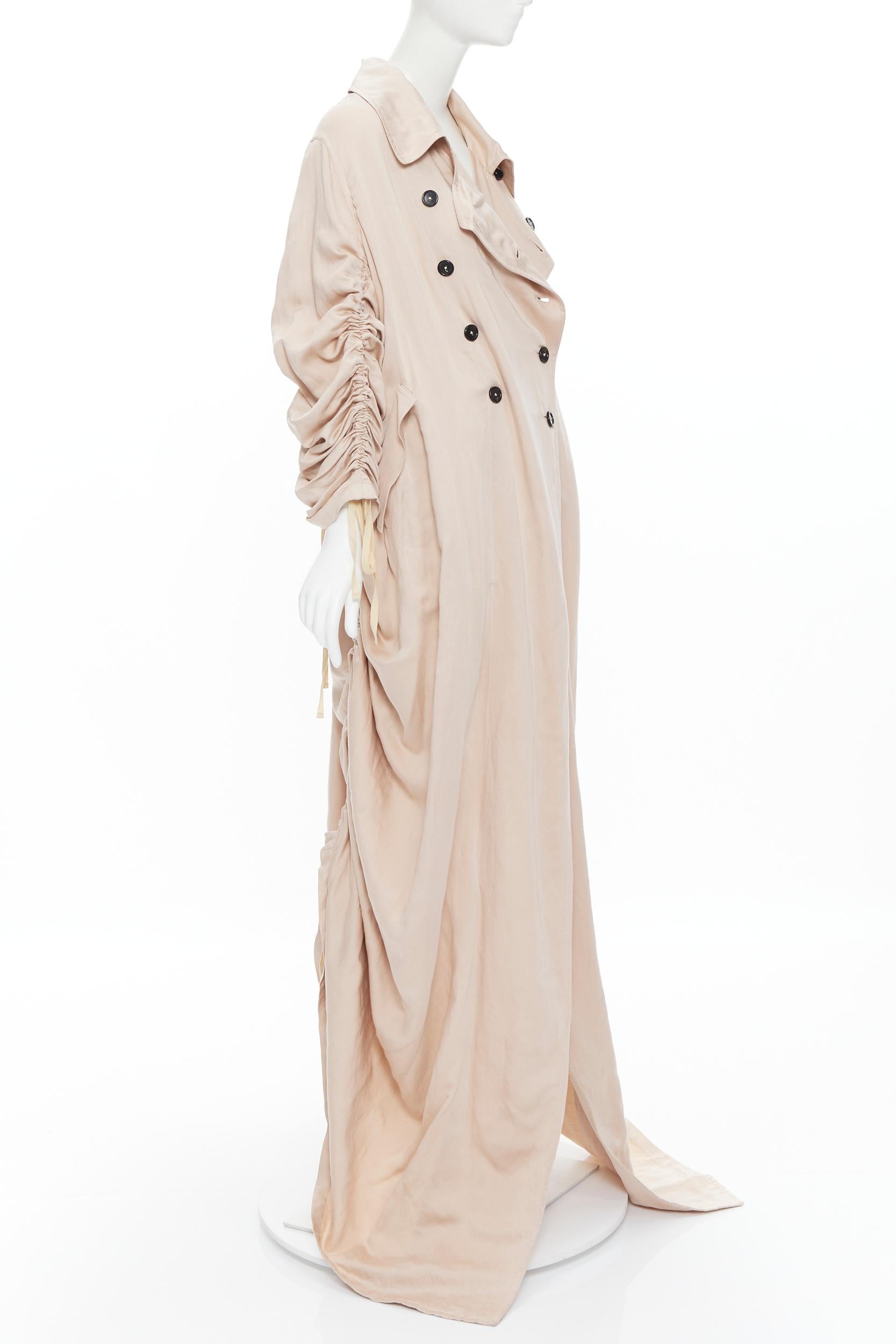 Beige new ANN DEMEULEMEESTER 2019 Runway Valery rose ruched parachute coat trench M