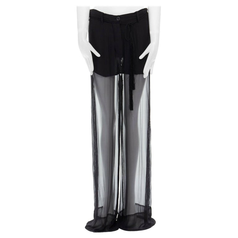 new ANN DEMEULEMEESTER black sheer silk extra wide leg belted flow pants  FR34 XS at 1stDibs | black sheer pants, ann and silk, ann demeulemeester  pants