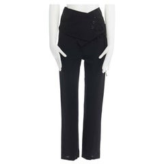 new ANN DEMEULEMEESTER black wool blend cumberband waist slim pants FR36 30"