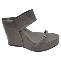 Neu ANN DEMEULEMEESTER Graue Plateausandalen aus Leder im Minimalismus-Stil