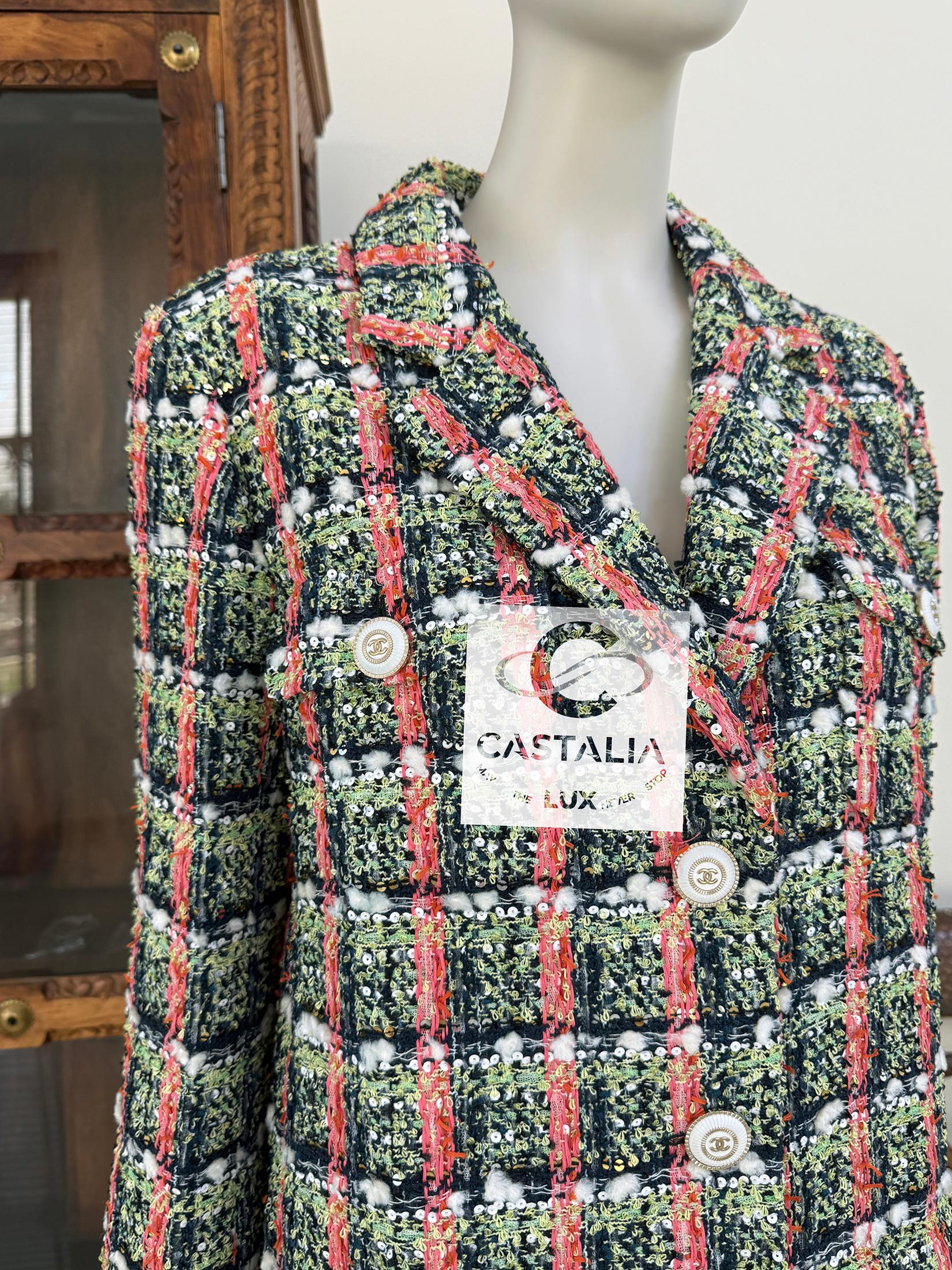 Chanel New Famous Anna Wintour Style Sequin Tweed Jacket 36 FR 13