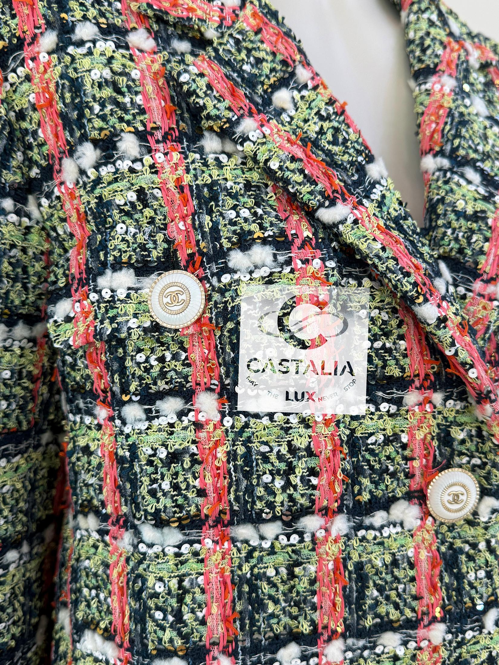 Chanel New Famous Anna Wintour Style Sequin Tweed Jacket 36 FR 14