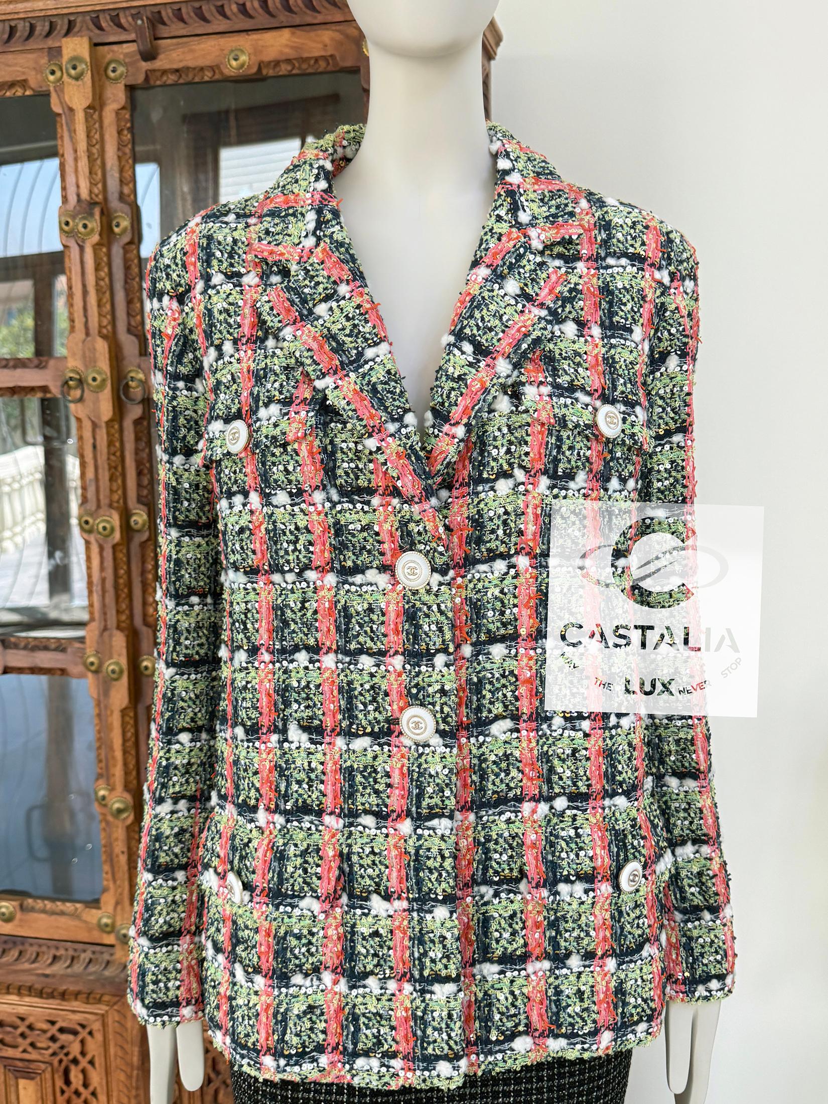 Women's or Men's Chanel New Famous Anna Wintour Style Sequin Tweed Jacket 36 FR