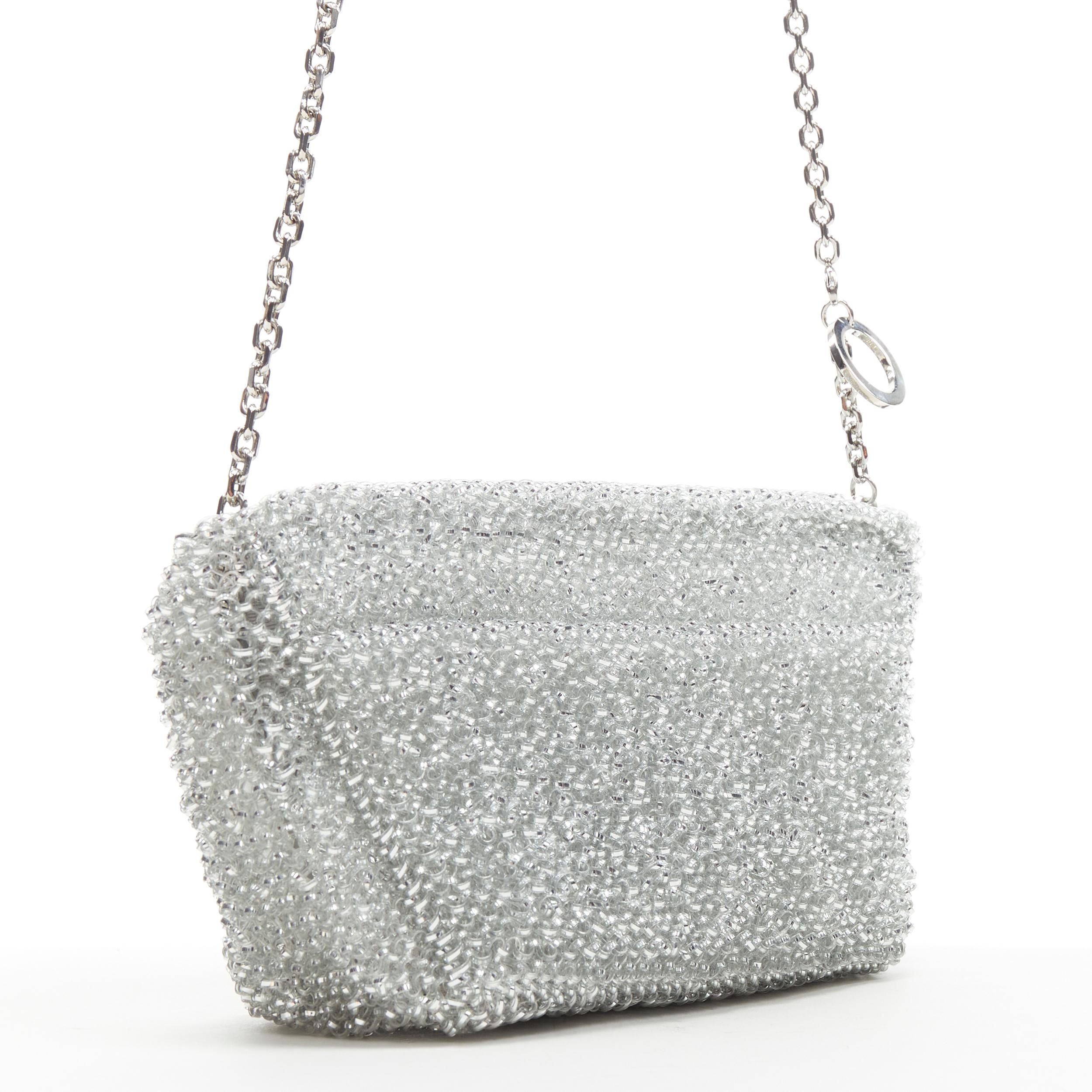 Silver new ANTEPRIMA Rinascere silver wire woven top zip crossbody pouch bag