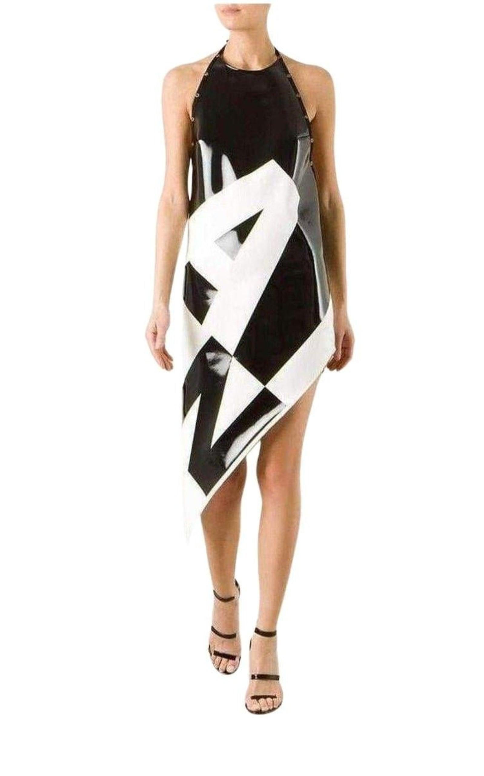 Women's NEW Anthony Vaccarello  Asymmetrical Coated Crepe Dress FR 36 For Sale