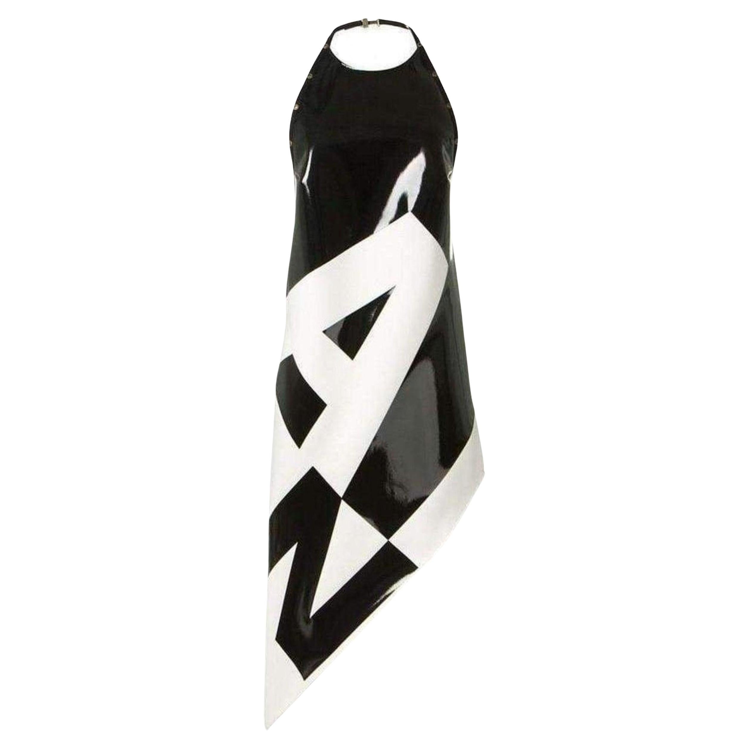 NEW Anthony Vaccarello  Asymmetrical Coated Crepe Dress FR 36 For Sale