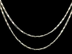 New Antique Style 18k White Gold 16" Faceted Link Chain Necklace w/ Lobster Claw