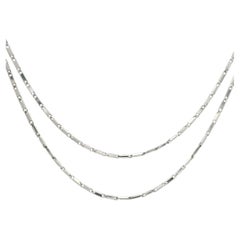 New Antique Style 18k White Gold 16" Faceted Link Chain Necklace w/ Lobster Claw