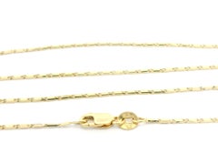 New Antique Style 18k Yellow Gold 16" Flat Faceted Link Chain Necklace