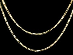 New Antique Style 18k Yellow Gold 18" Faceted Link Chain Necklace