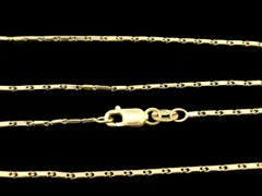 New Antique Style 18k Yellow Gold Faceted Link 20" Chain Necklace Lobster Claw