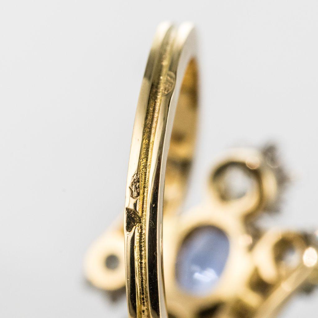 Antique Style Sapphire Diamond Gold Platinum Ring 5