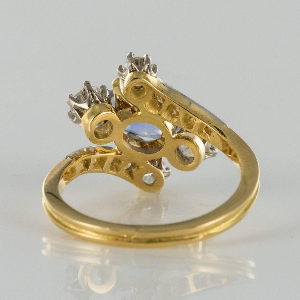 Antique Style Sapphire Diamond Gold Platinum Ring 8