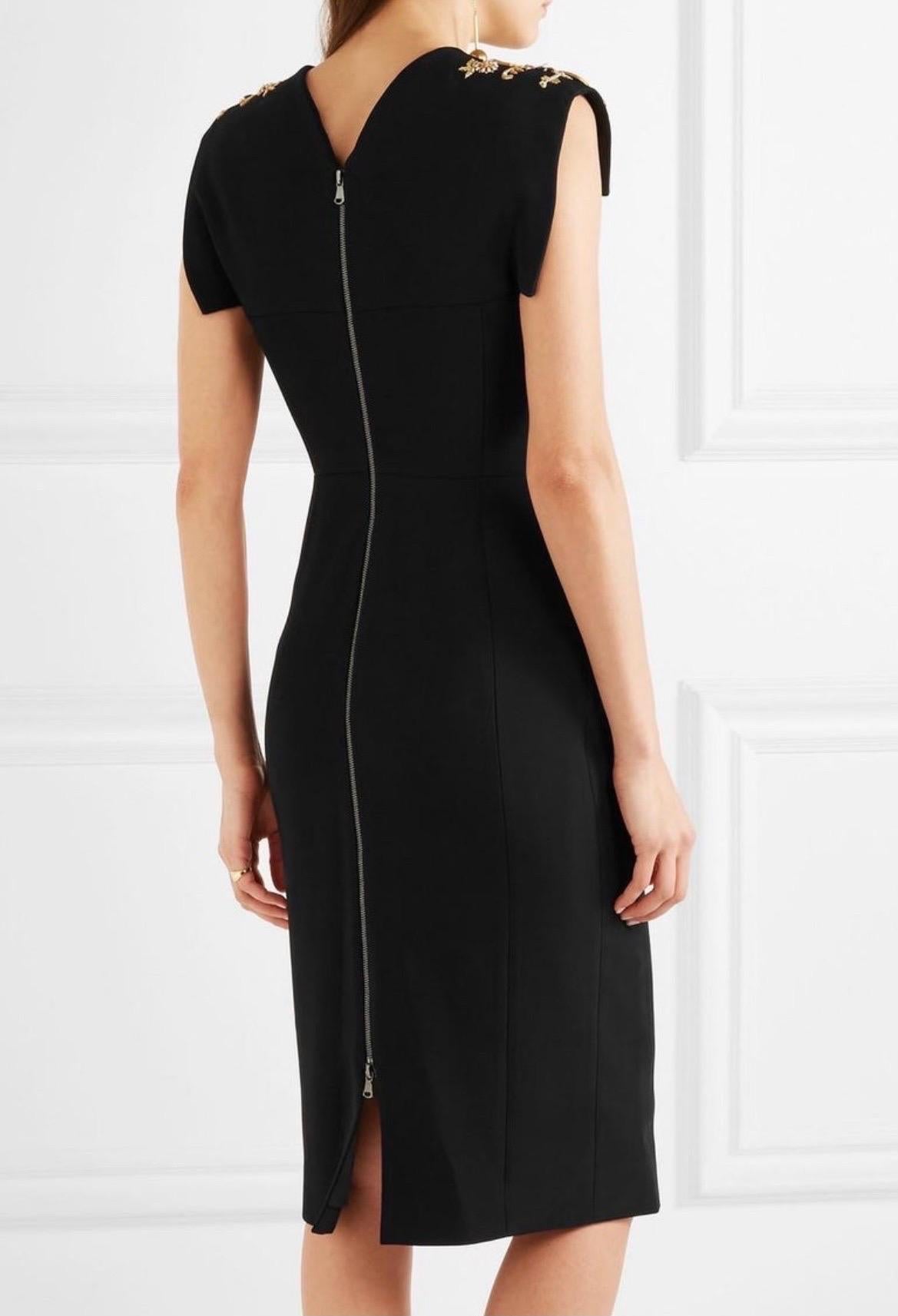 New Antonio Berardi Mirror and Pearl Embroidery black stretch dress 42-6 In New Condition For Sale In Montgomery, TX