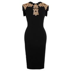 New Antonio Berardi Robe stretch noire en miroir et broderie de perles 42-6