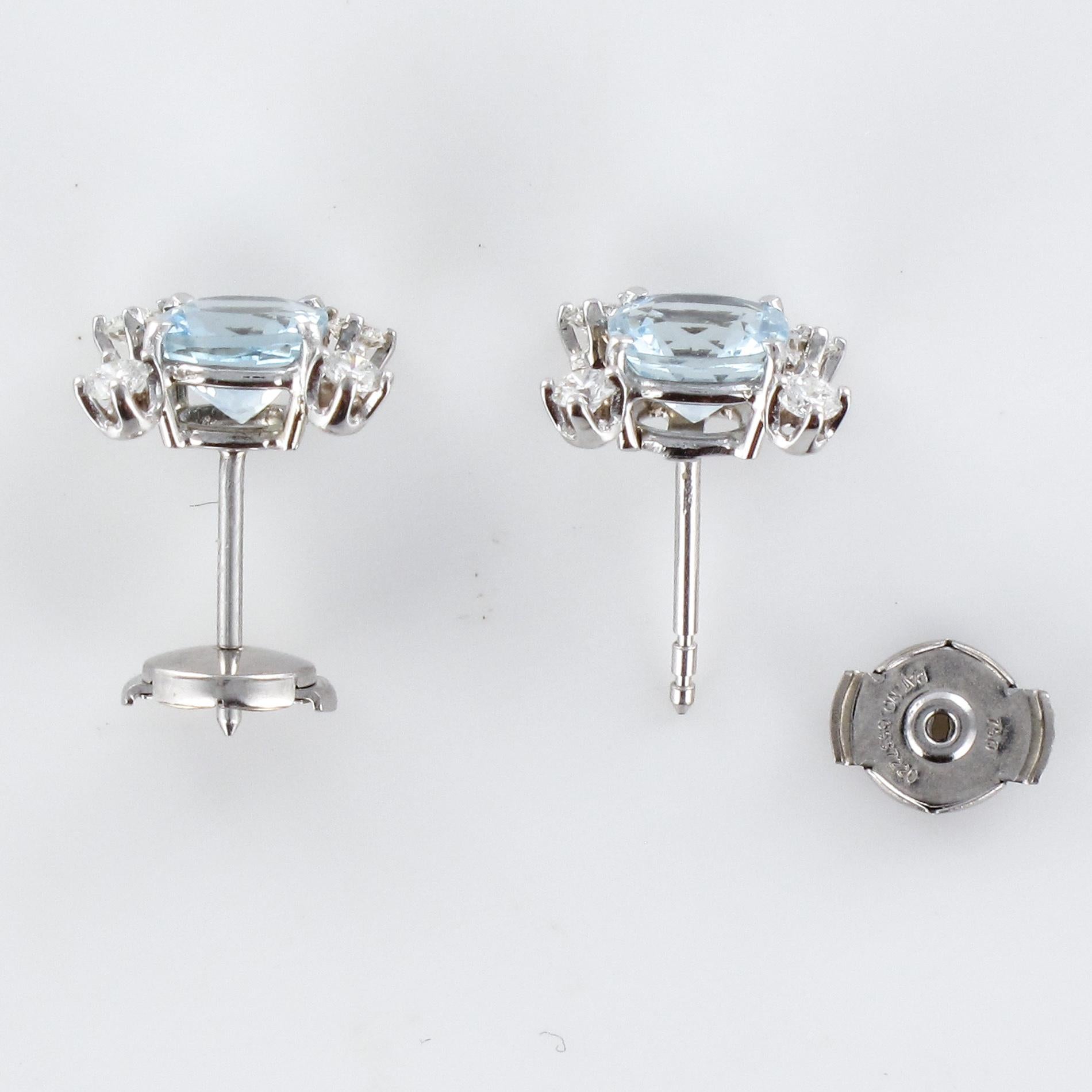 New Aquamarine Diamond 18 Karat White Gold Stud Earrings im Zustand „Neu“ in Poitiers, FR