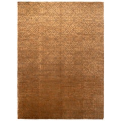 Teppich & Kelim's Neuer arabischer Gold- und Brauner Teppich aus Wolle und Seide