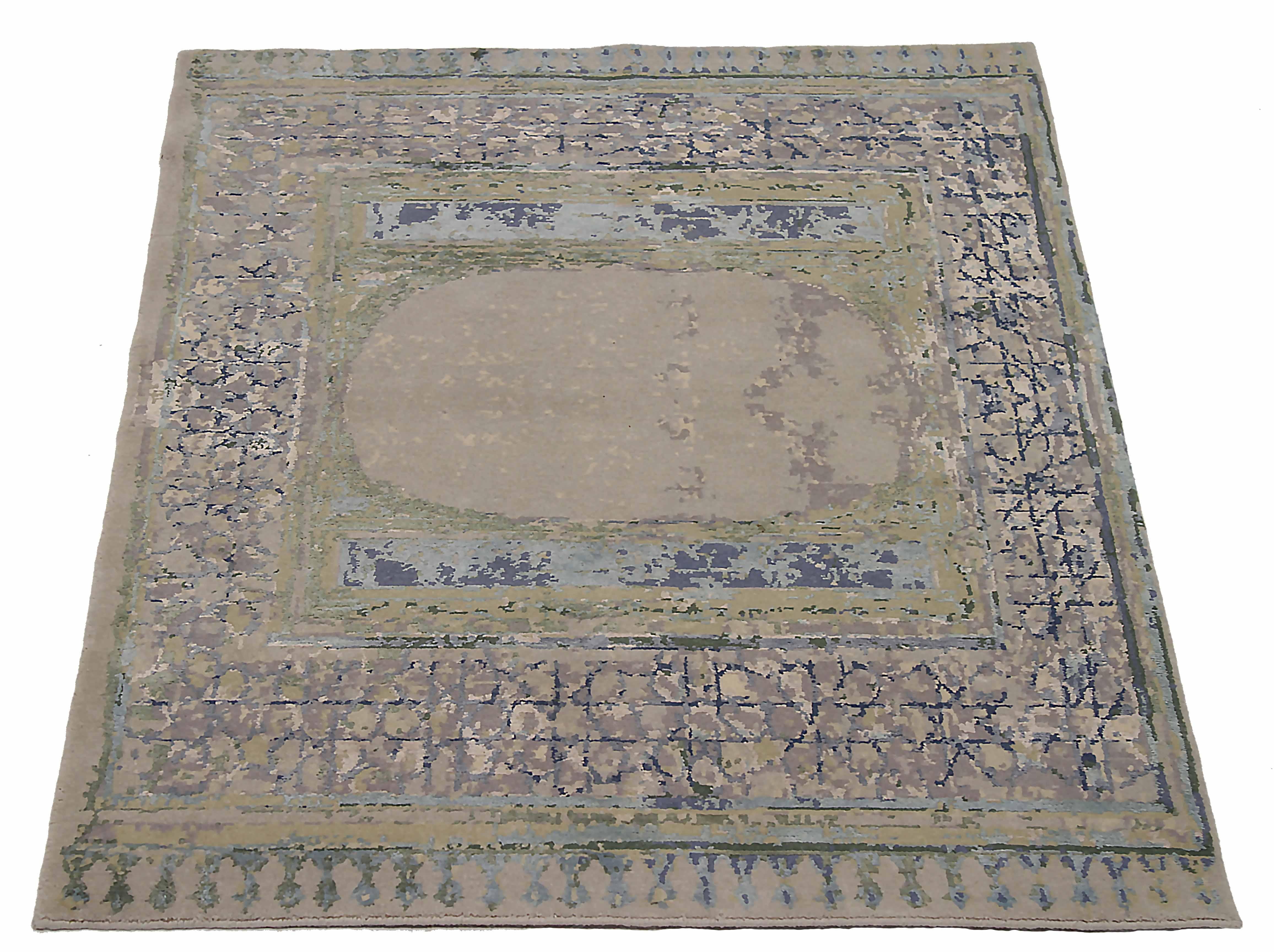 New area rug handwoven from the finest sheep’s wool and silk. It’s colored with all-natural vegetable dyes that are safe for humans and pets. It has a nice 4’ x 5’ dimension that works perfectly in small to medium-sized rooms and living spaces