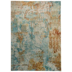 New Area Rug with Modern Watercolor Art Design Made of Fine Wool and Real Silk