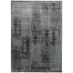 New Area Rug with Modern Watercolor Art Design Made of Fine Wool and Real Silk