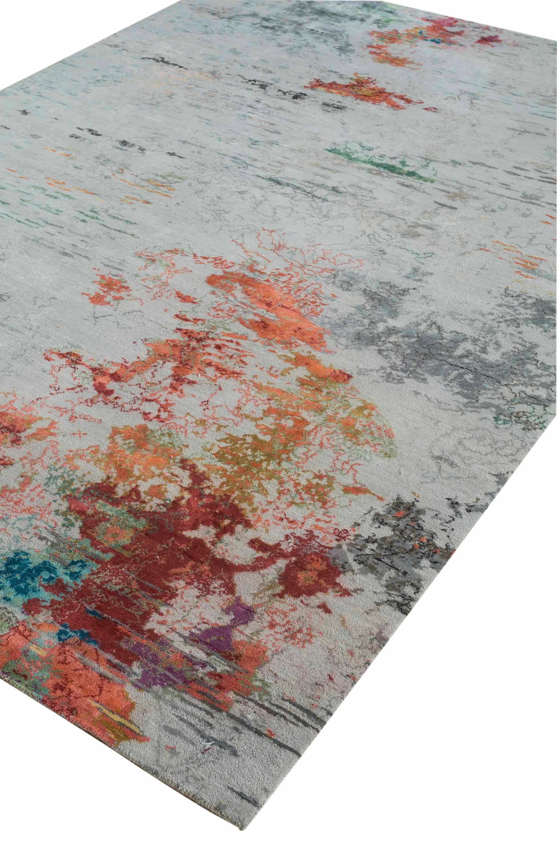 Nouveau tapis tissé à la main à partir de la meilleure laine de mouton et de soie véritable. Il est coloré avec des colorants végétaux entièrement naturels, sans danger pour les humains et les animaux de compagnie. Il présente de magnifiques motifs