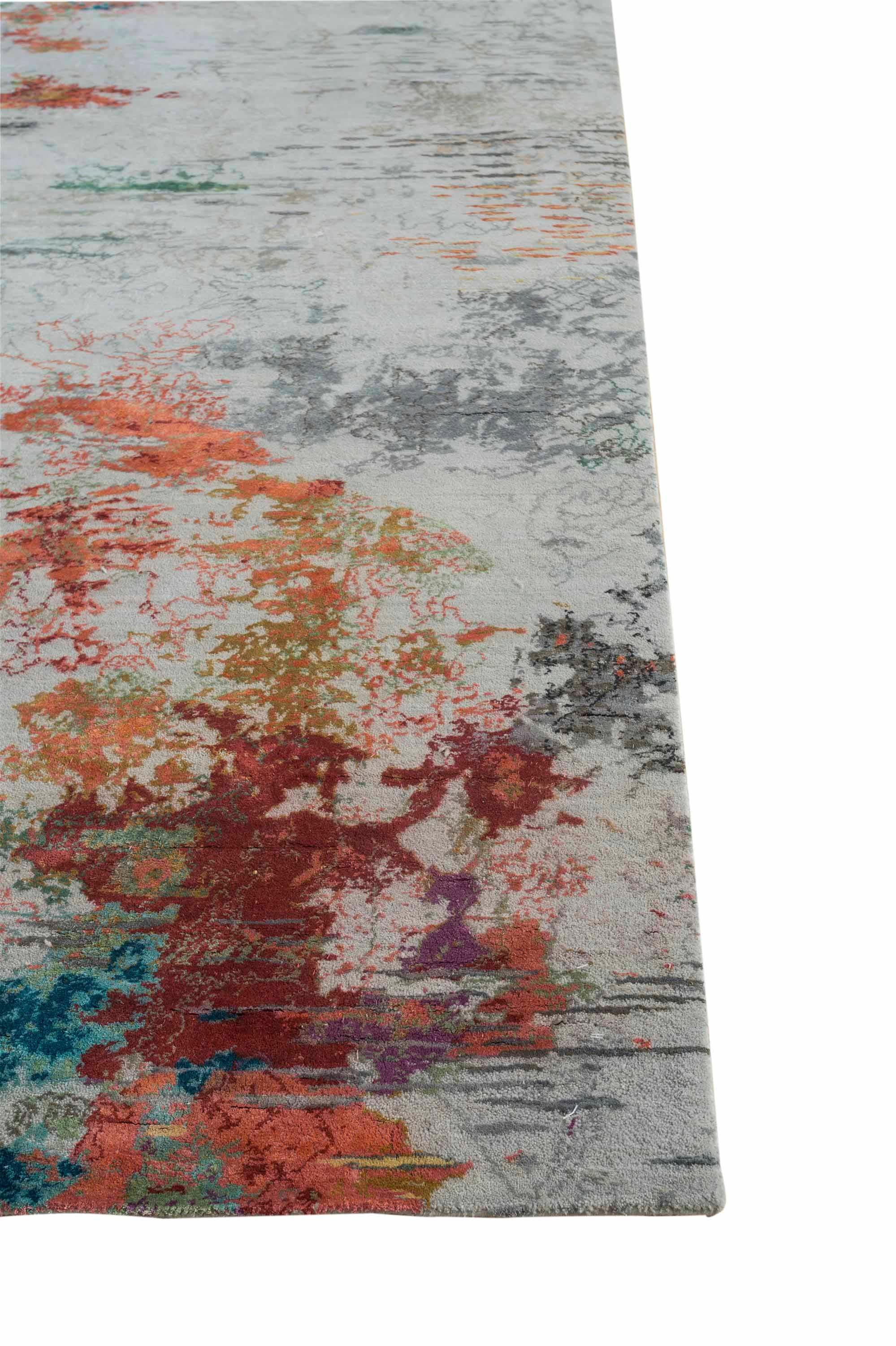 Moderne Tapis neuf à motif d'art moderne à l'aquarelle en laine fine et soie réelle en vente