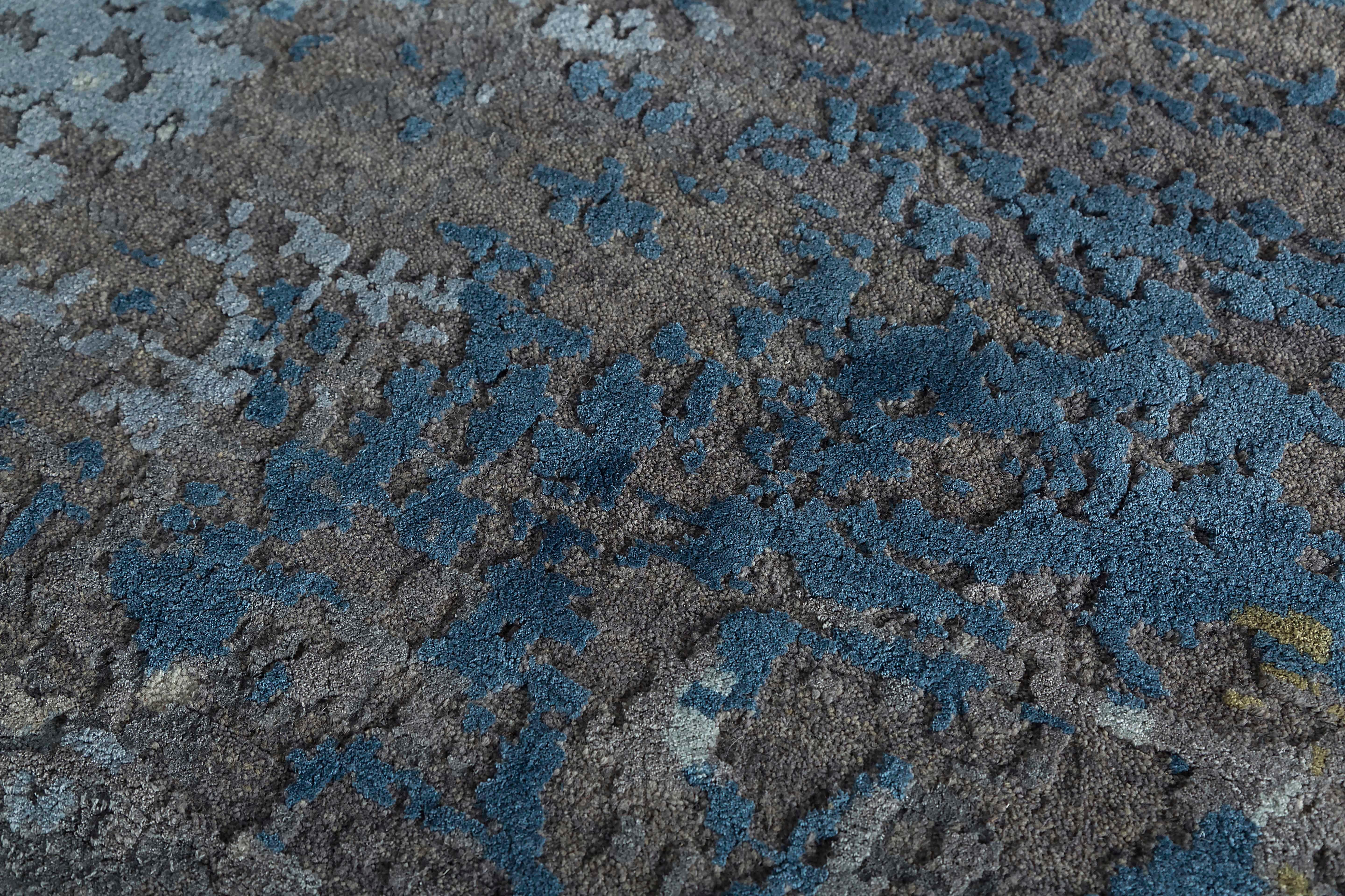 Indien Tapis neuf à motif d'art moderne à l'aquarelle en laine fine et soie réelle en vente