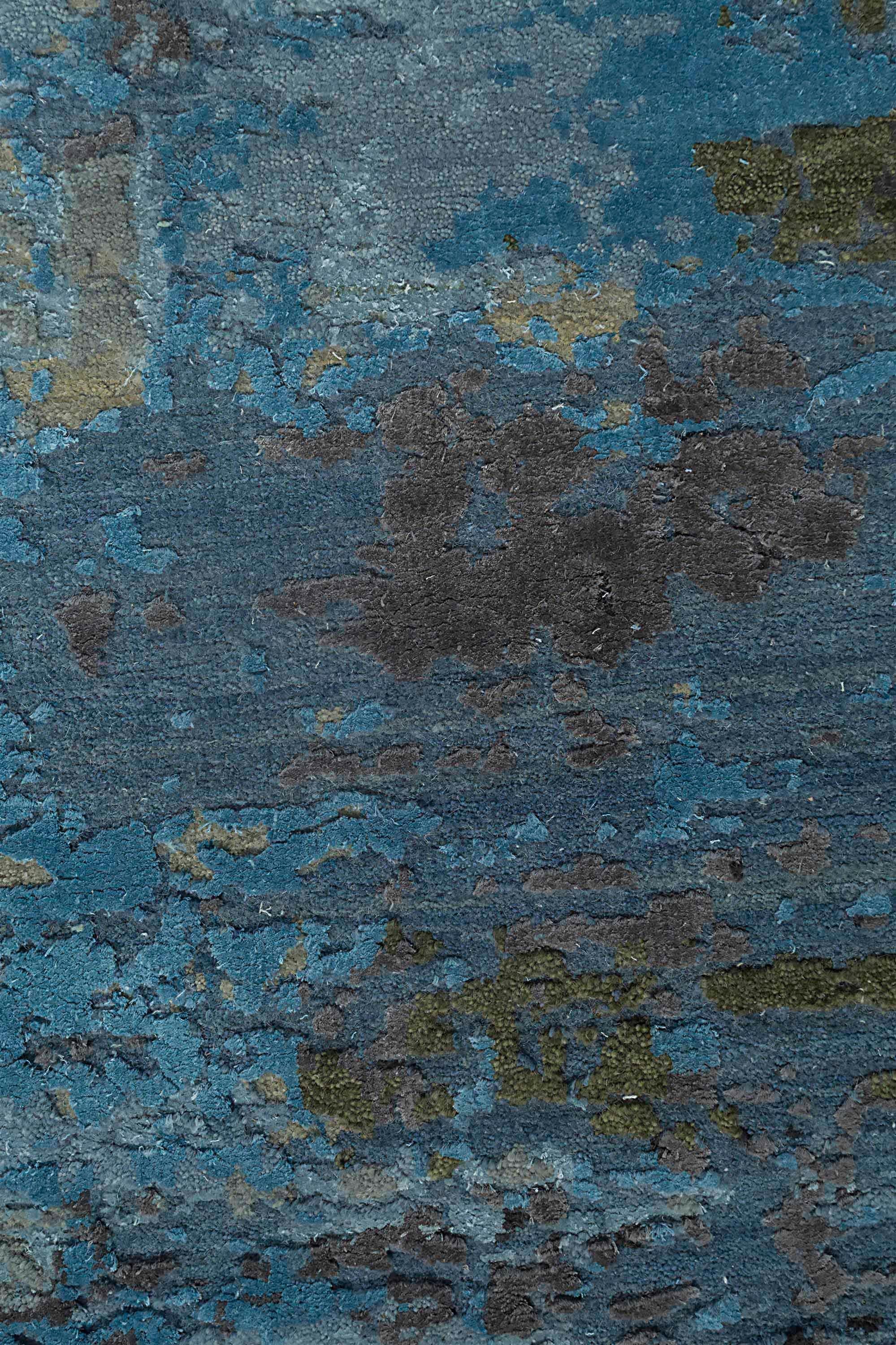 Indien Tapis neuf à motif d'art moderne à l'aquarelle en laine fine et soie réelle en vente