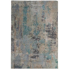 New Area Rug with Modern Watercolor Art Design Made of Fine Wool & Real Silk
