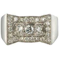 Art Deco Stil 0,87 Karat Diamanten 18 Karat Weißgold Ring