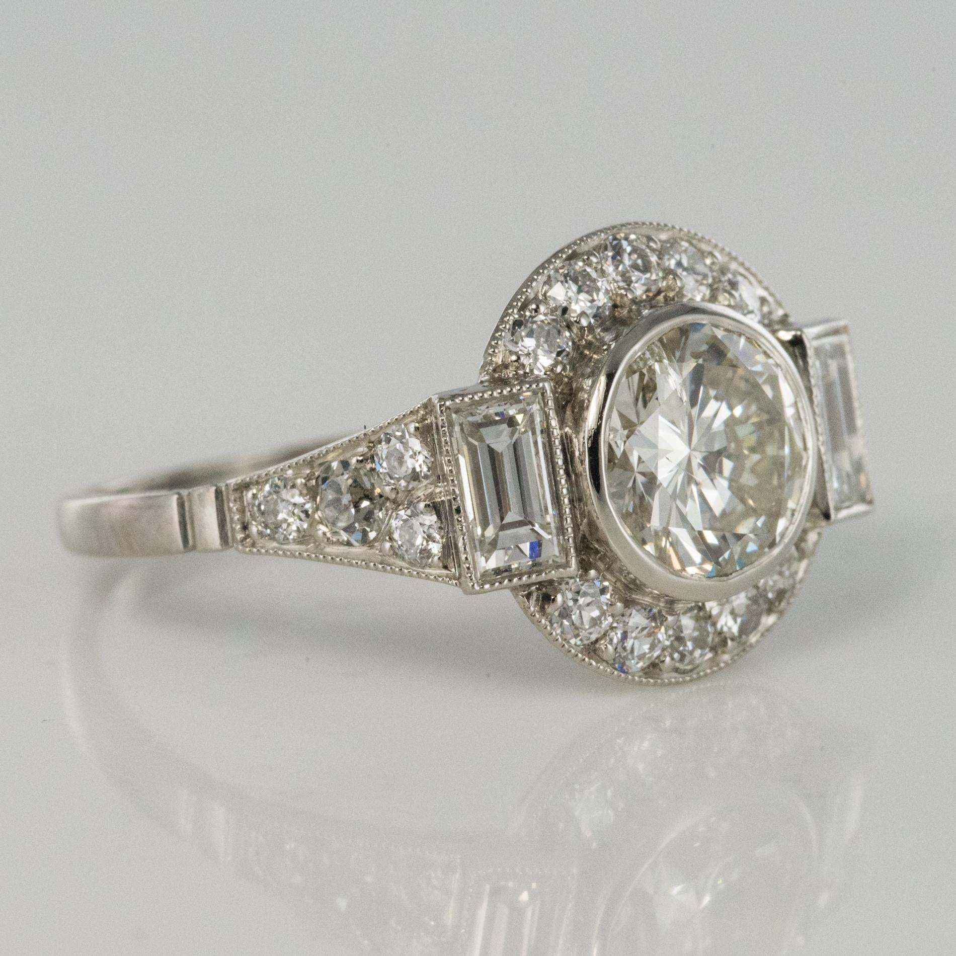 Nuevo Anillo de Platino con Diamantes Estilo Art Decó en venta 9