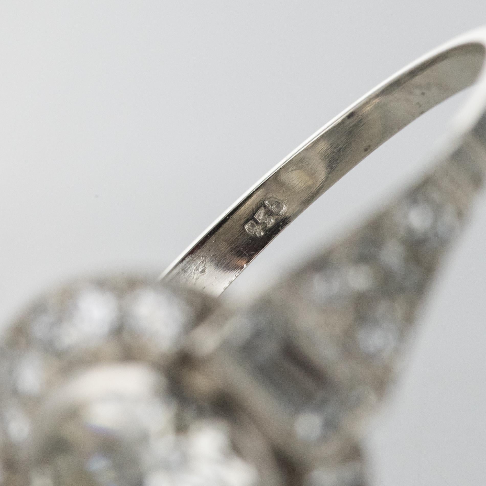 Nouvelle bague en platine de style Art dco avec diamants en vente 13