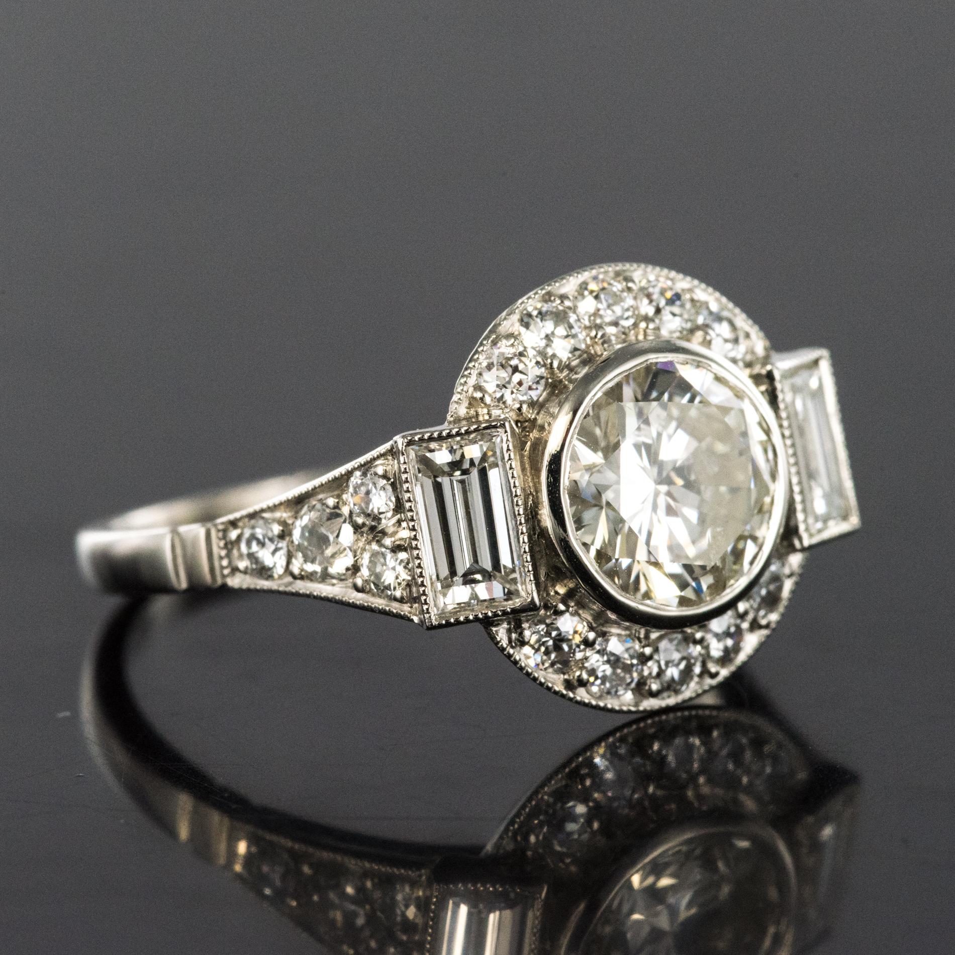 Nuevo Anillo de Platino con Diamantes Estilo Art Decó en Nuevo estado para la venta en Poitiers, FR
