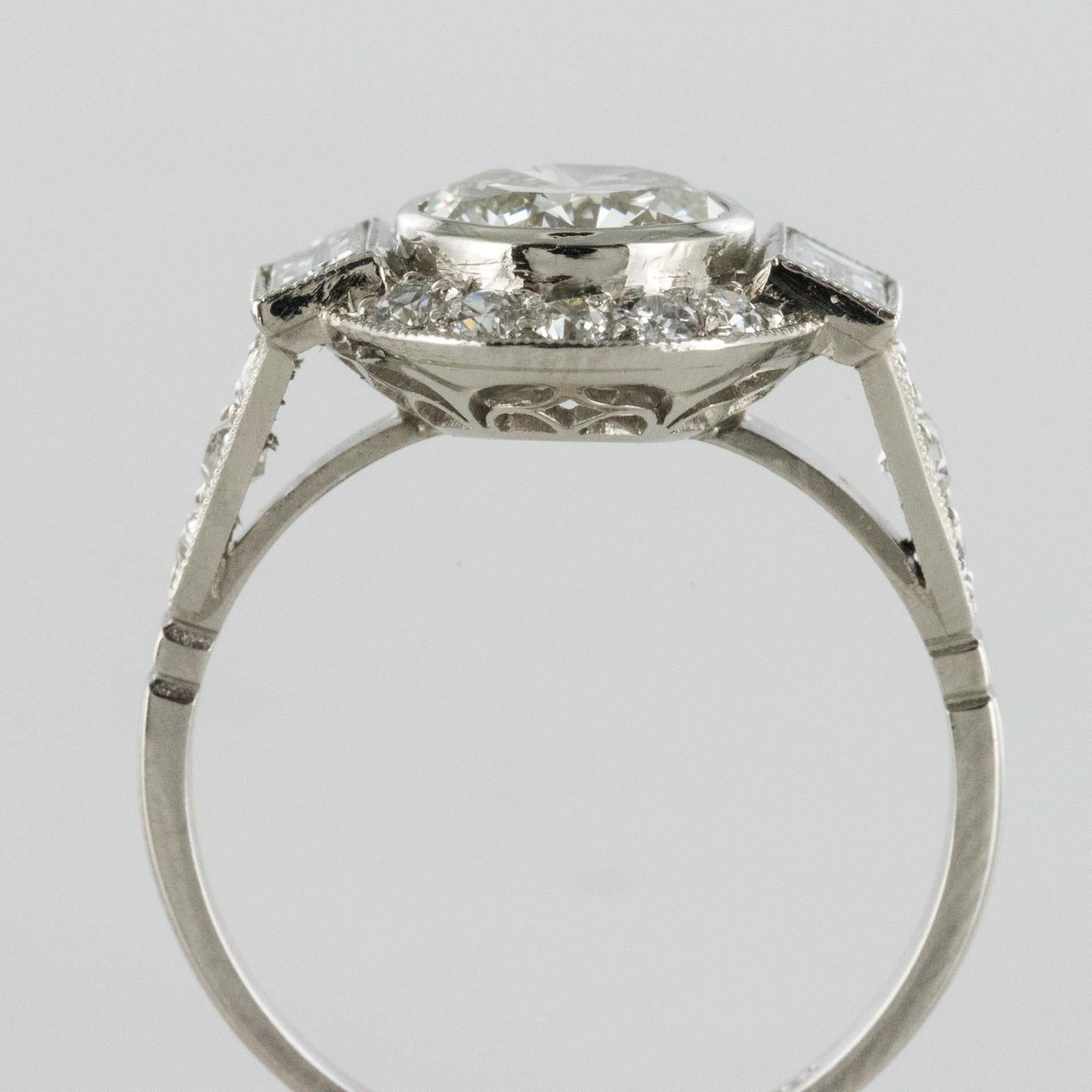 Nuevo Anillo de Platino con Diamantes Estilo Art Decó en venta 6
