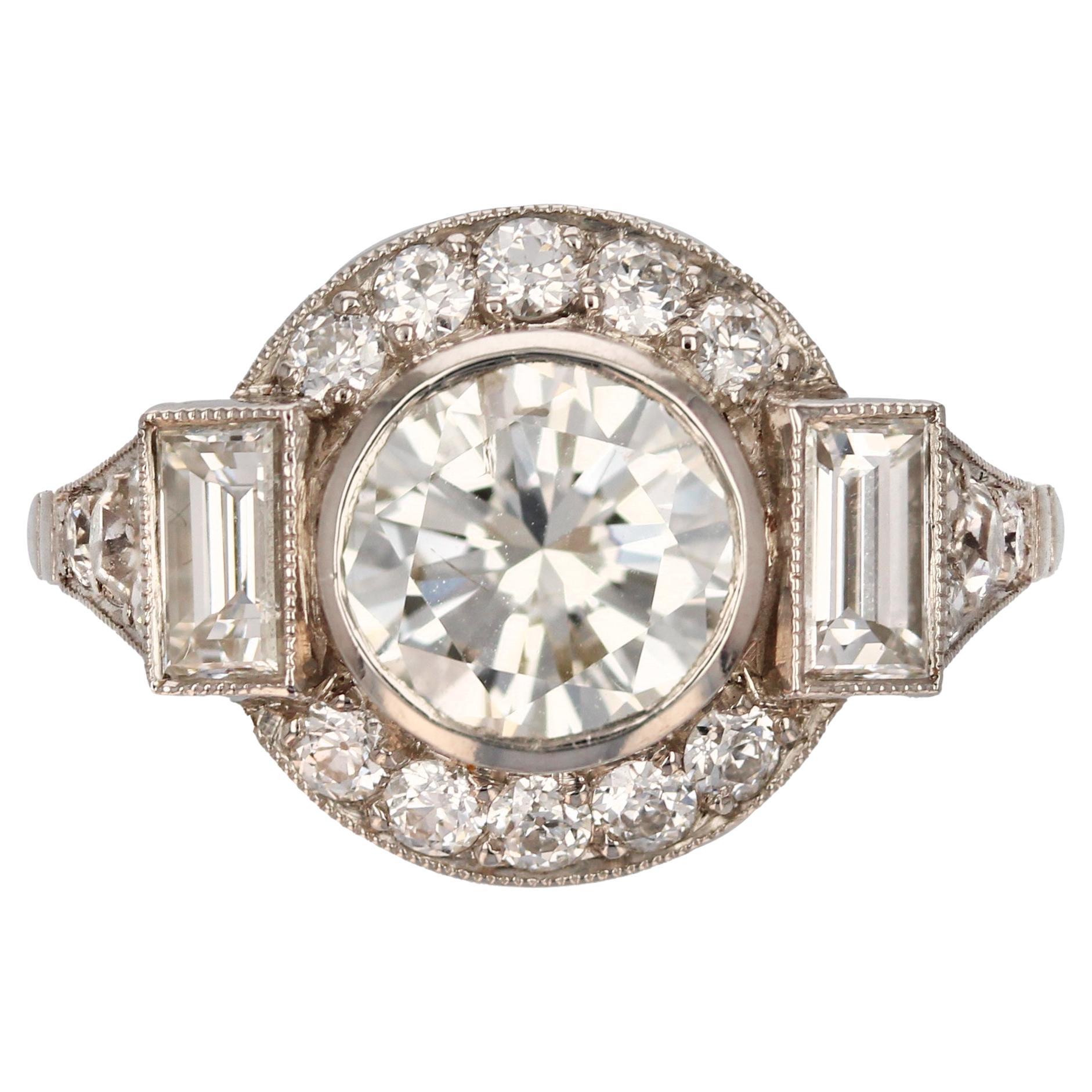 New Art Deco Style Diamond Platinum Ring