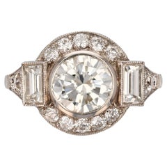 Nuevo Anillo de Platino con Diamantes Estilo Art Decó