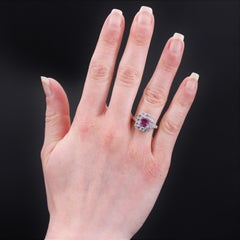 New Art Deco Style Pink Sapphire Diamonds 18 Karat Yellow Gold Platinum Ring