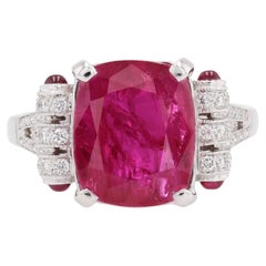 New Art Deco Style Rubini Diamanti Anello in oro bianco 18 carati