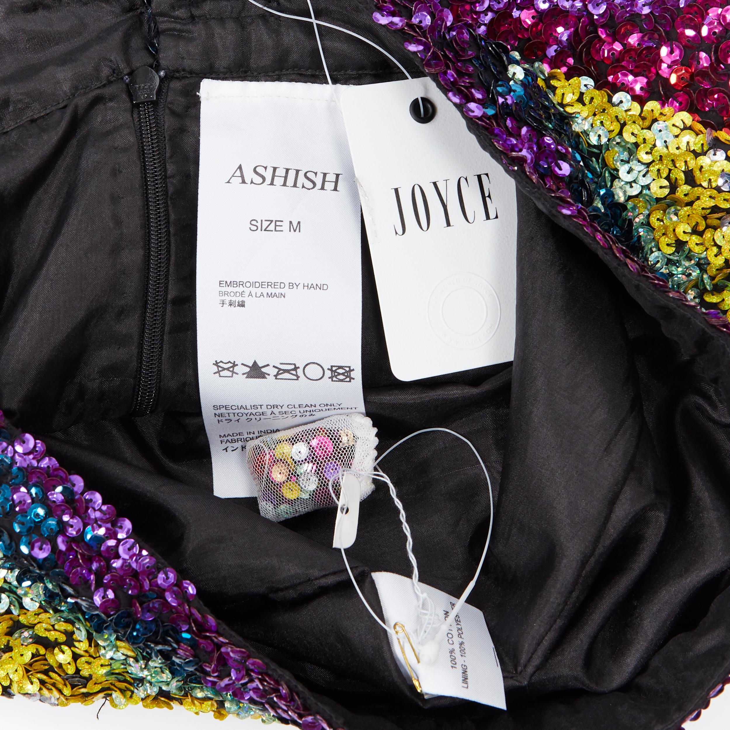 new ASHISH AW18 rainbow sequins embellished scalloped hem mini skirt M 2