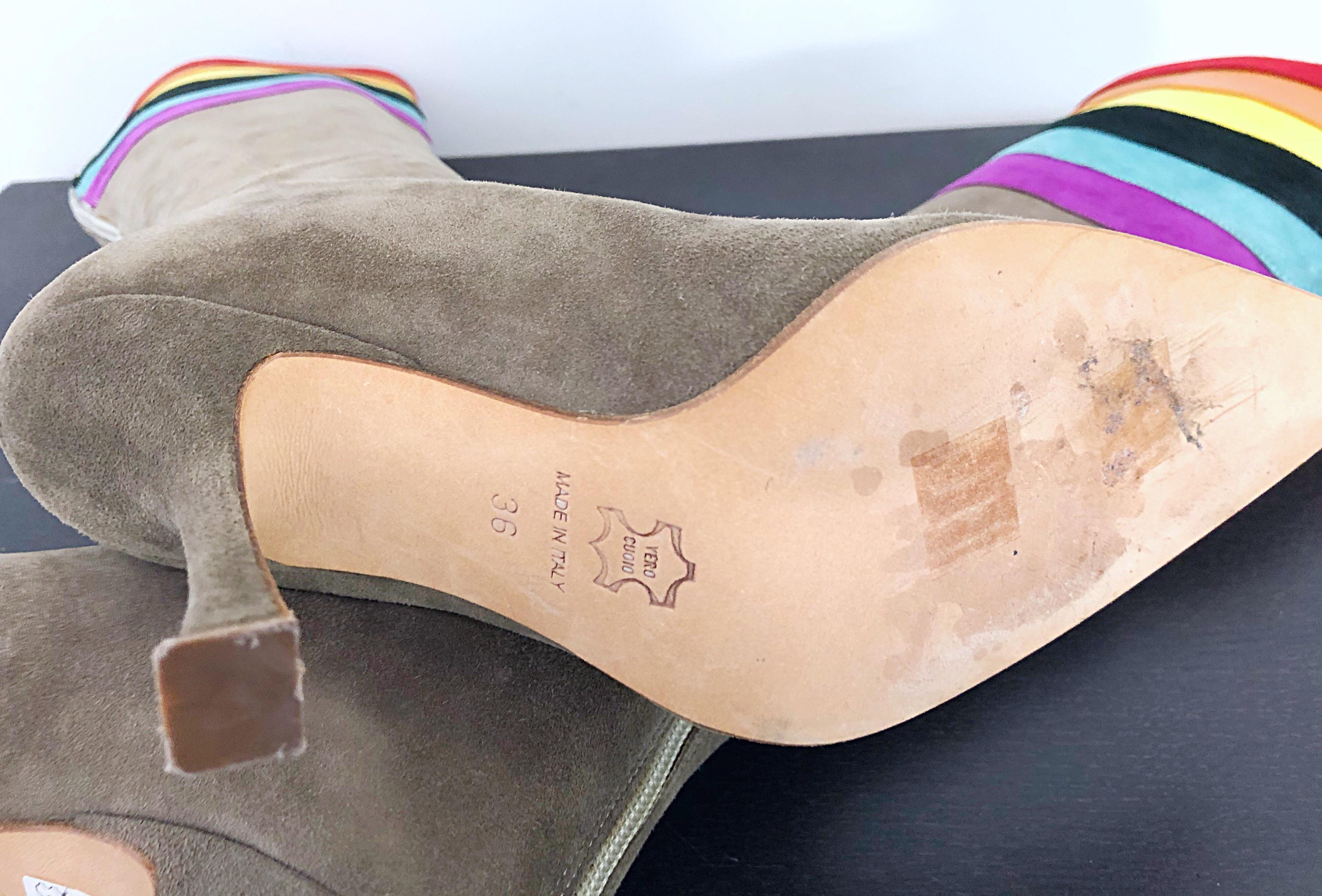 Nuevo Ashley Dearborn Tamaño 6 / 36 Gay Pride Pegasus Rainbow High Heel Suede Boots en venta 2