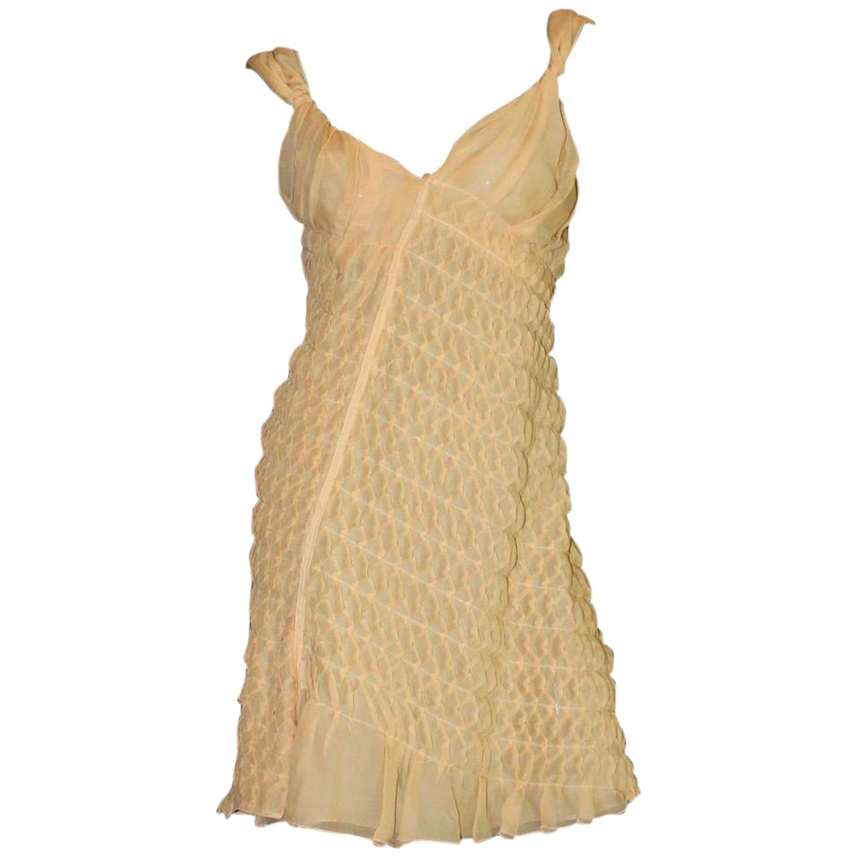 NEW Asymmetric Prada 3D Silk Chiffon Draped Fairy Cocktail Dress 40 For Sale