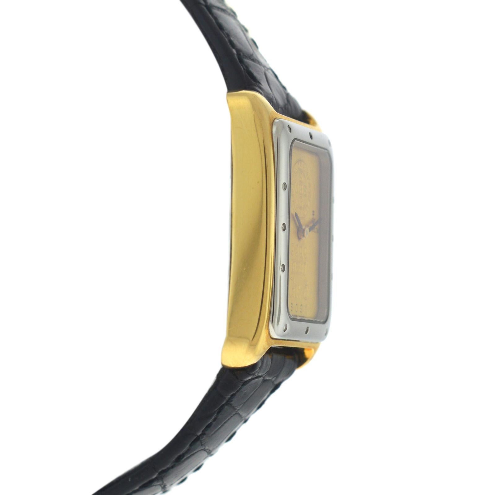 Modern New Authentic Ladies Corum Ingot 24 Karat Yellow Gold Steel Quartz Watch For Sale