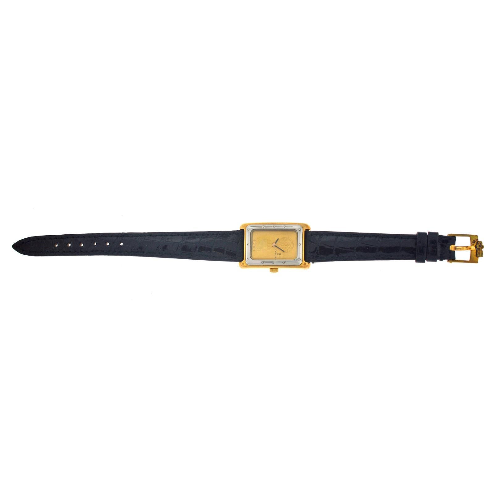 New Authentic Ladies Corum Ingot 24 Karat Yellow Gold Steel Quartz Watch In New Condition For Sale In New York, NY