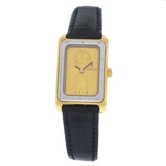 New Authentic Ladies Corum Ingot 24 Karat Yellow Gold Steel Quartz Watch