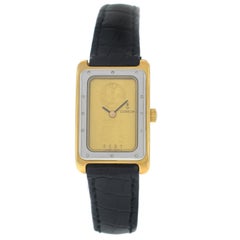 New Authentic Ladies Corum Ingot 24 Karat Yellow Gold Steel Quartz Watch