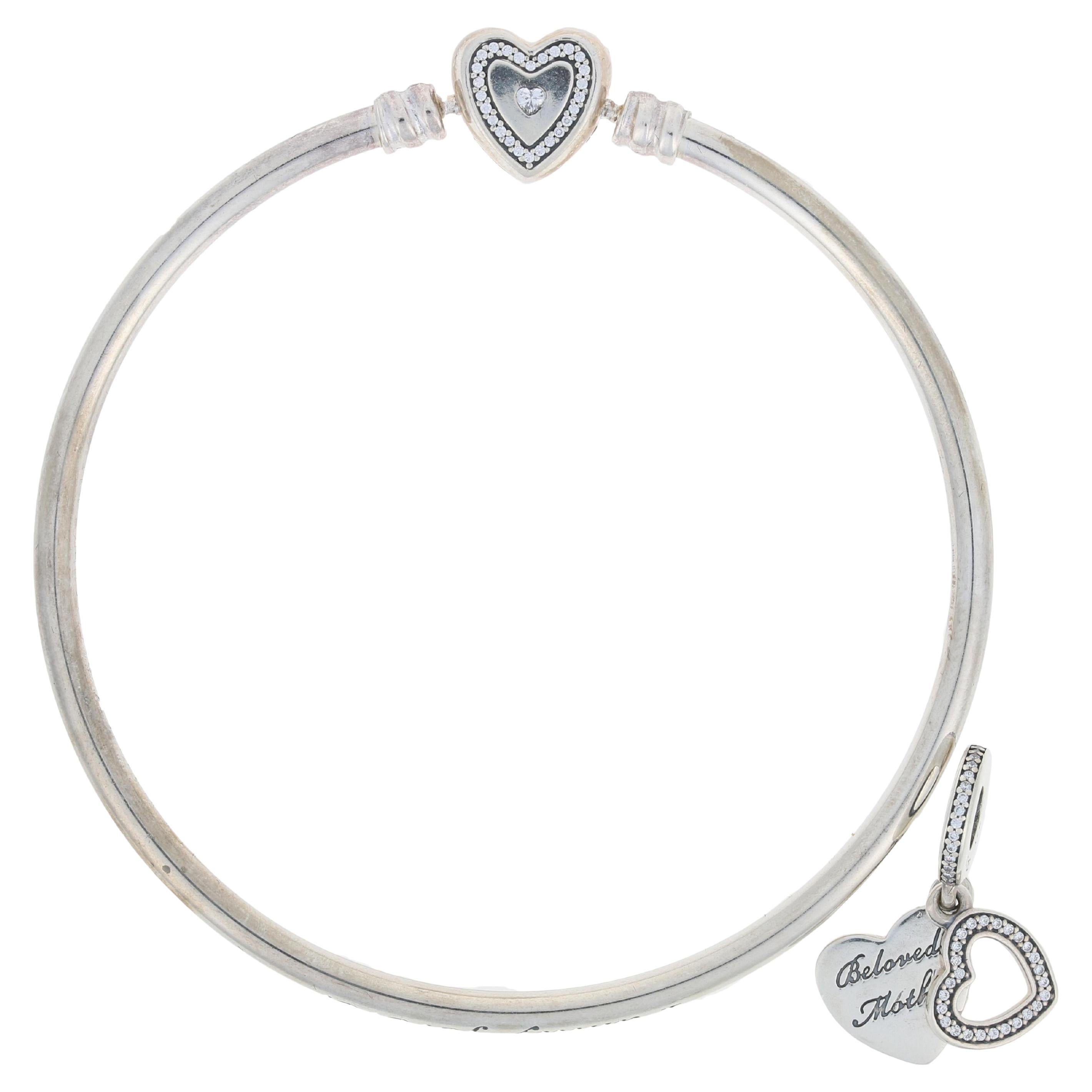 NEW Authentic Pandora A Mother's Love Bracelet Silver Hearts 6.7" USB7961-17 For Sale