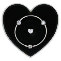 Used New Authentic Pandora Sparkle of Love Gift Set Charm Bracelet USB79119 CZ Hearts