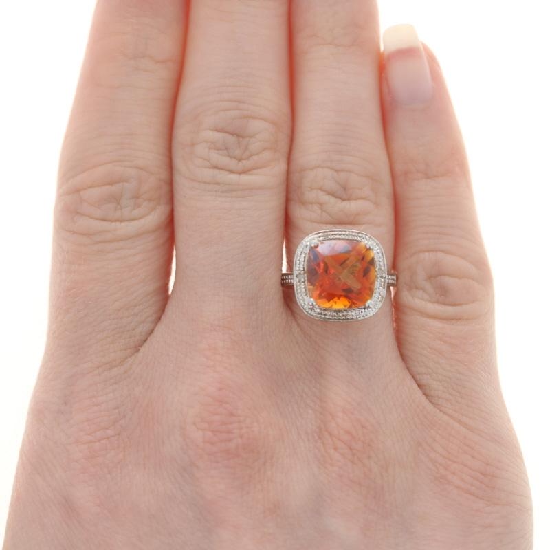 Single Cut NEW Azotic Topaz & Diamond Ring - Sterling Silver 6.93ctw Halo-Inspired Size 7